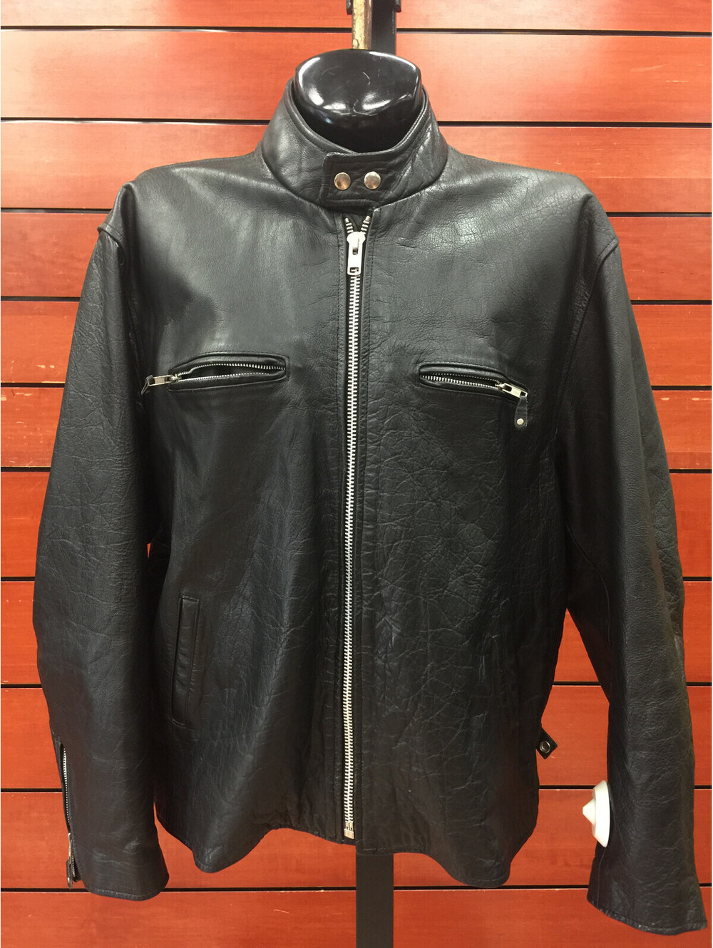 Men's Black Vintage Leather Jacket Size 54
